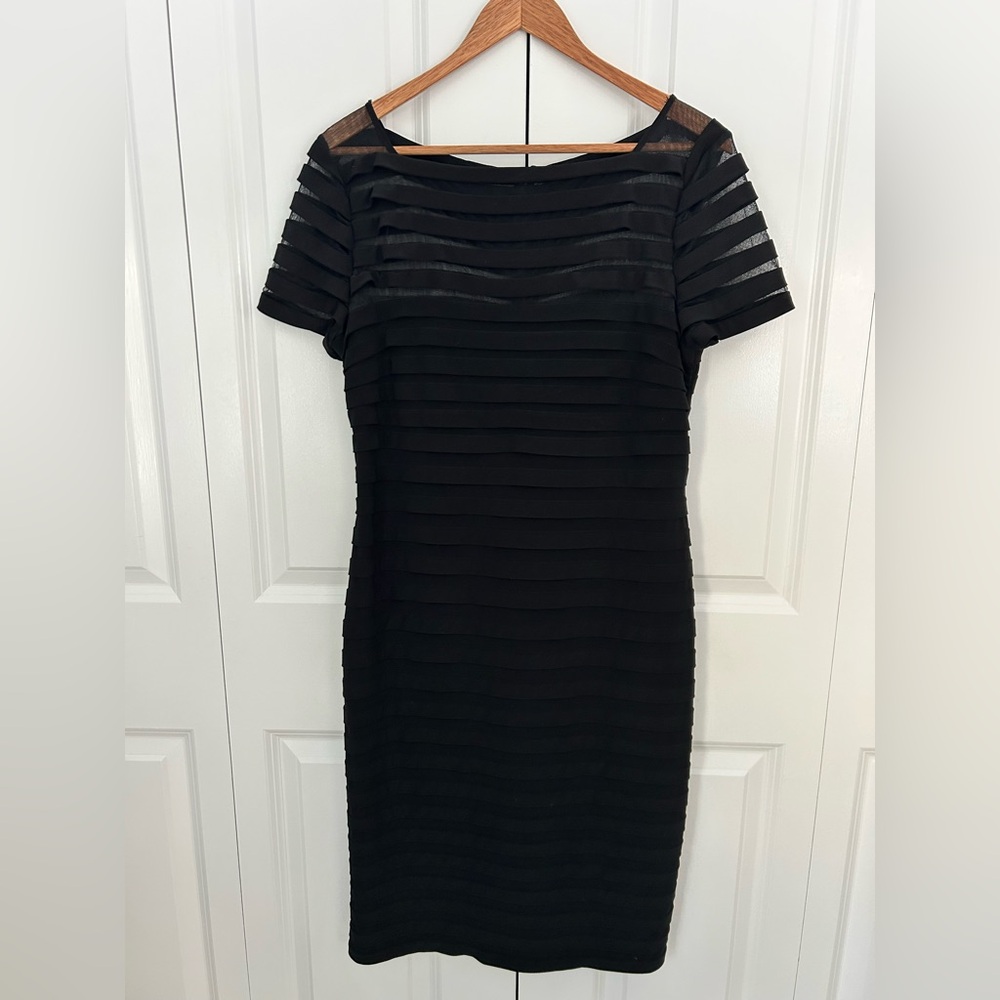 Adrianna Papell Black Layered Sheath Dress